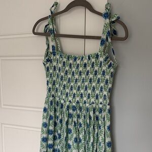 Ophelia and Indigo Floral Smocked Dress with Tie Straps - Sz Small